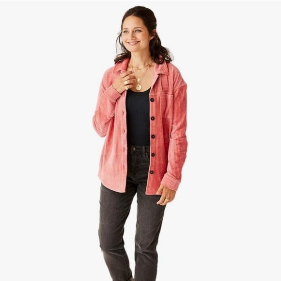 Carve Designs Hudson Stretch Cord Womens Shacket Coral Size Large - Picture 1 of 6